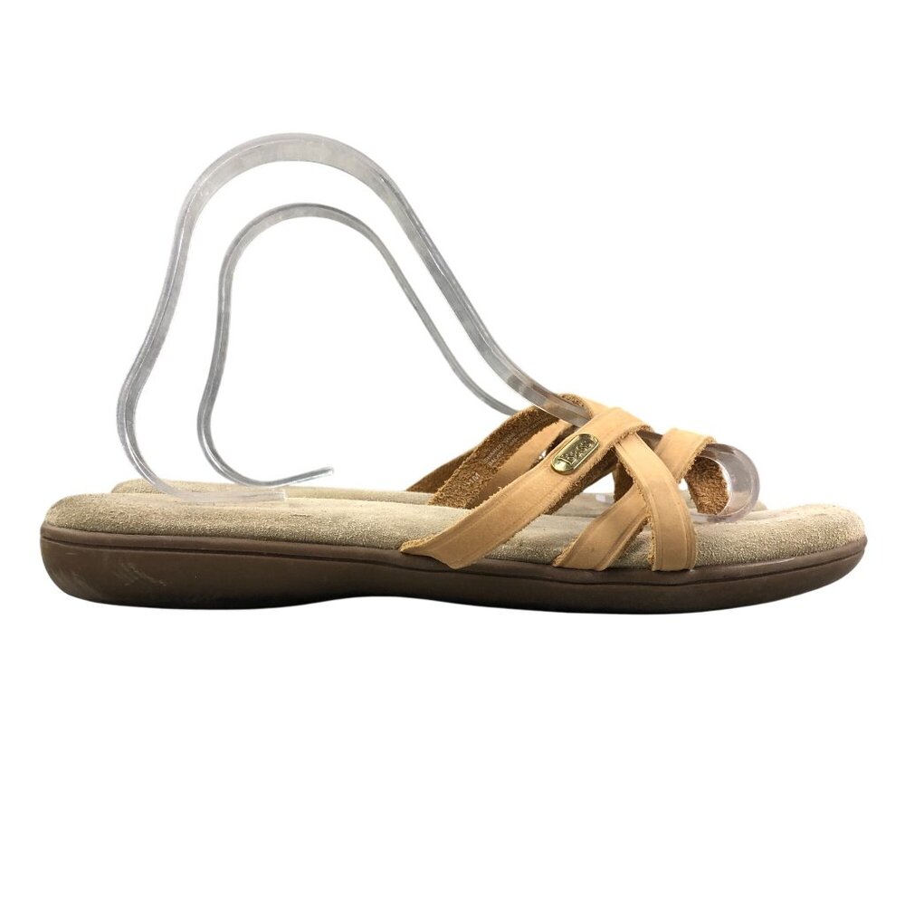 GH Bass & Co VTG Women's 11W Sunjuns The Sharon Brown Leather Slip On Sandals